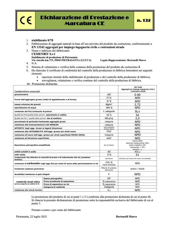 CE stabilizzato 0-70mm (cod. 132)