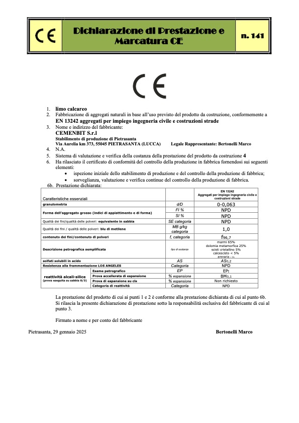 CE limo calcareo (cod. 141)
