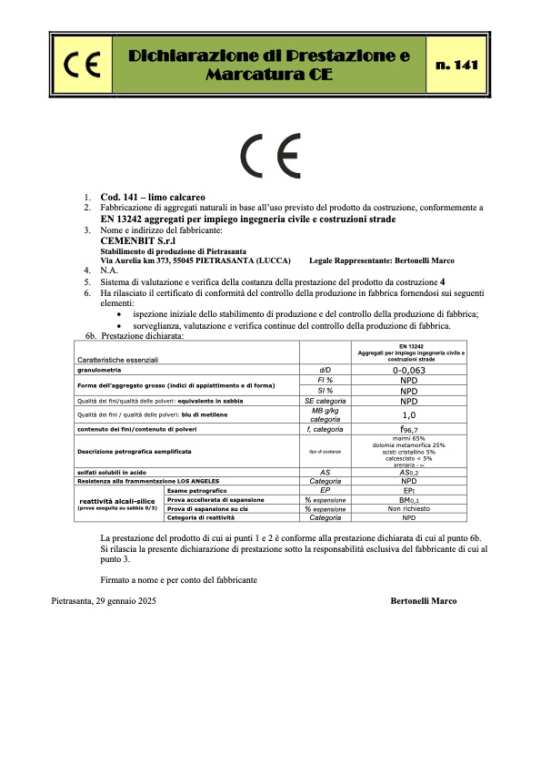 CE limo calcareo (cod. 141)