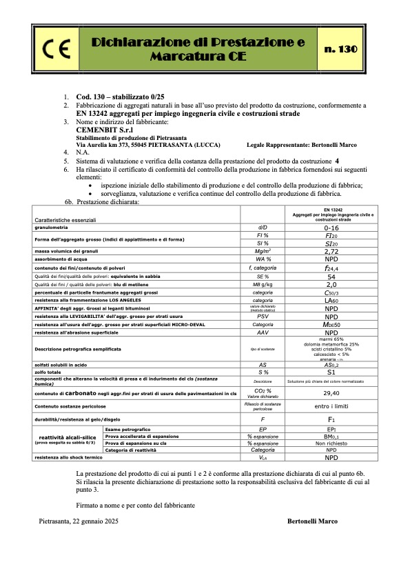 CE stabilizzato 0-25mm (cod. 130)